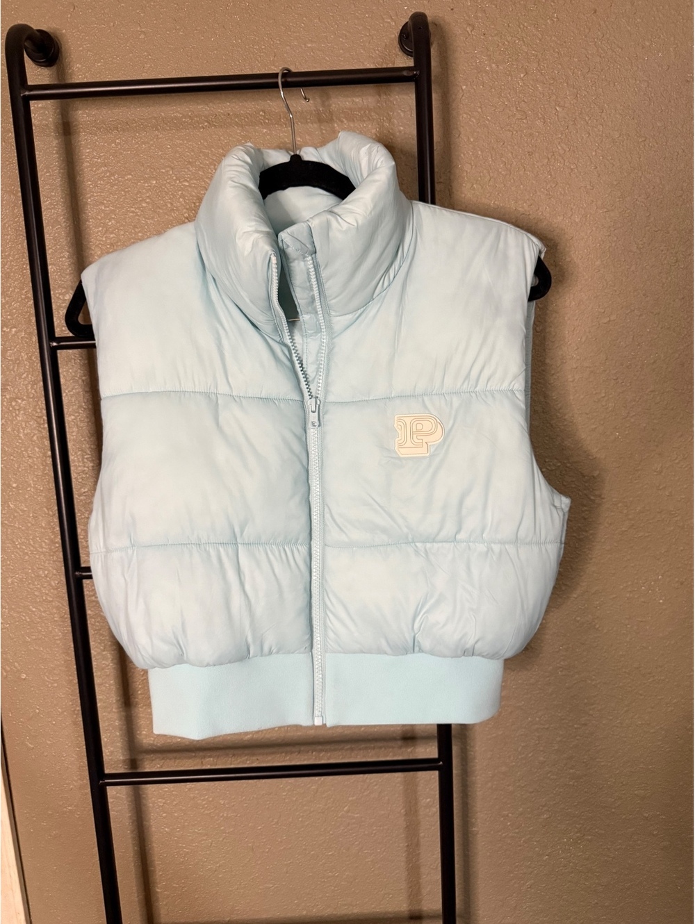Victoria’s Secret PINK Women’s XS Light Blue Cropped Puffer Vest NWT